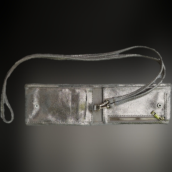 Real Leather Throughout Metallic Simple Crossbody for cards and essentials. - Picture 6 of 10